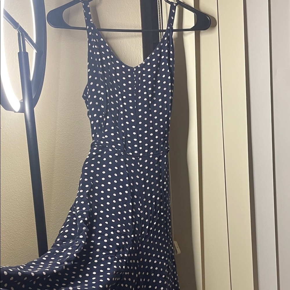 MSK Navy Polka Dot Midi Dress